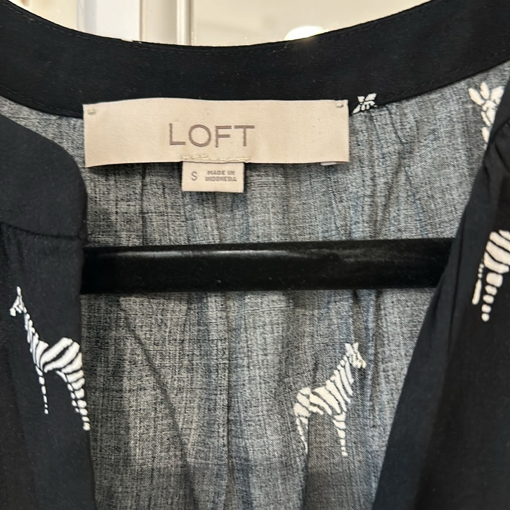 Loft Zebra Patterned Split Neck Mini Dress Size S… - image 5